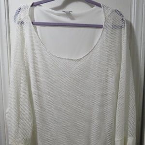 White netting shirt w/white underneath shirt